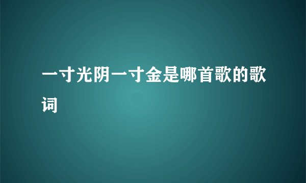 一寸光阴一寸金是哪首歌的歌词