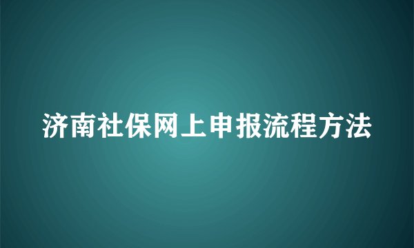 济南社保网上申报流程方法