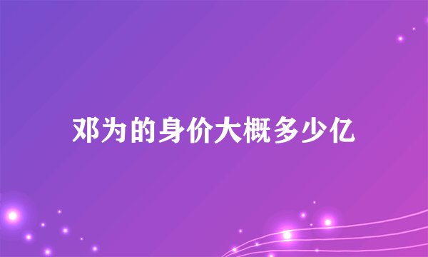 邓为的身价大概多少亿