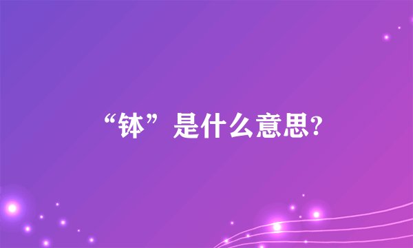 “钵”是什么意思?
