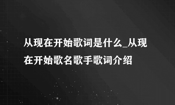 从现在开始歌词是什么_从现在开始歌名歌手歌词介绍