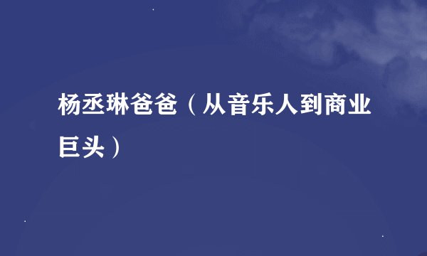 杨丞琳爸爸（从音乐人到商业巨头）