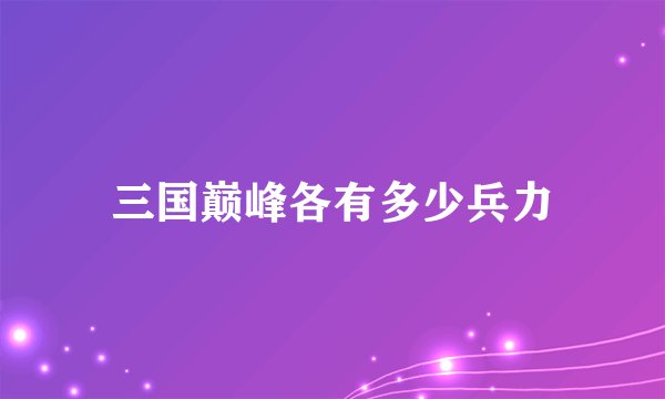 三国巅峰各有多少兵力