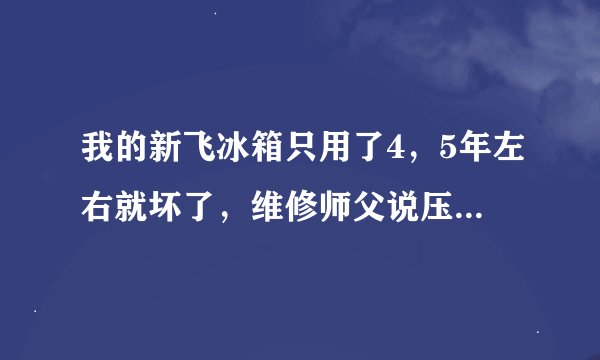 我的新飞冰箱只用了4，5年左右就坏了，维修师父说压缩机坏了，挽过后还能用多久？