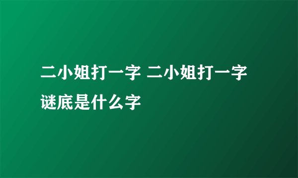 二小姐打一字 二小姐打一字谜底是什么字