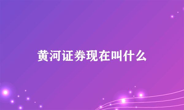黄河证券现在叫什么