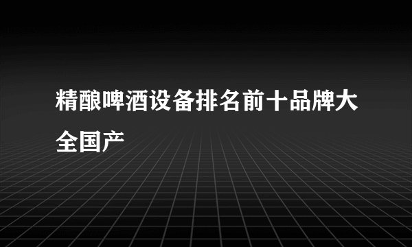 精酿啤酒设备排名前十品牌大全国产