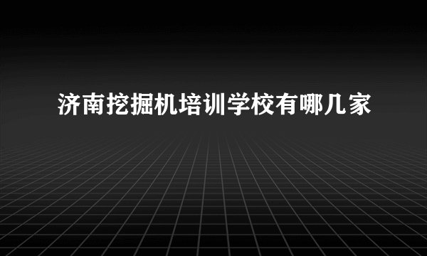 济南挖掘机培训学校有哪几家