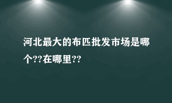 河北最大的布匹批发市场是哪个??在哪里??
