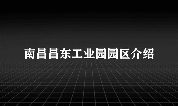 南昌昌东工业园园区介绍