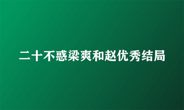 二十不惑梁爽和赵优秀结局