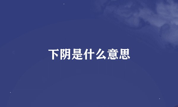 下阴是什么意思