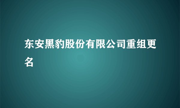 东安黑豹股份有限公司重组更名
