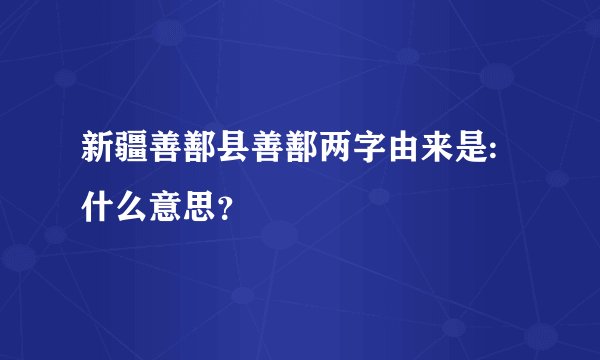 新疆善鄯县善鄯两字由来是:什么意思？