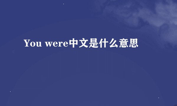 You were中文是什么意思
