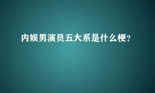 内娱男演员五大系是什么梗？