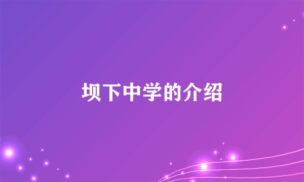 坝下中学的介绍