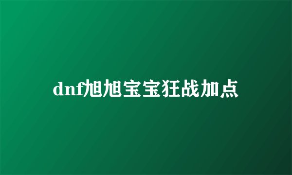 dnf旭旭宝宝狂战加点