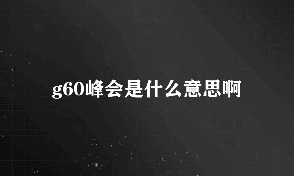 g60峰会是什么意思啊