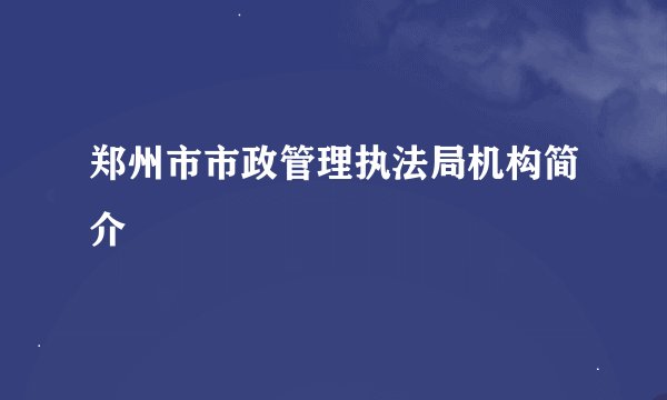 郑州市市政管理执法局机构简介