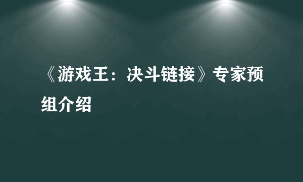 《游戏王：决斗链接》专家预组介绍