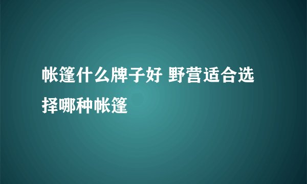 帐篷什么牌子好 野营适合选择哪种帐篷