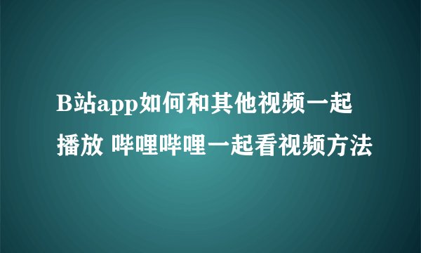 B站app如何和其他视频一起播放 哔哩哔哩一起看视频方法