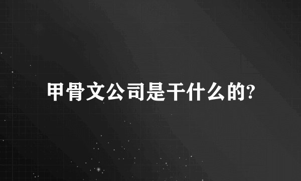 甲骨文公司是干什么的?