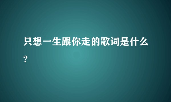 只想一生跟你走的歌词是什么？