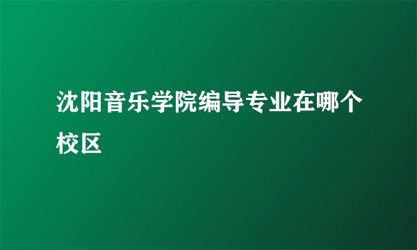 沈阳音乐学院编导专业在哪个校区