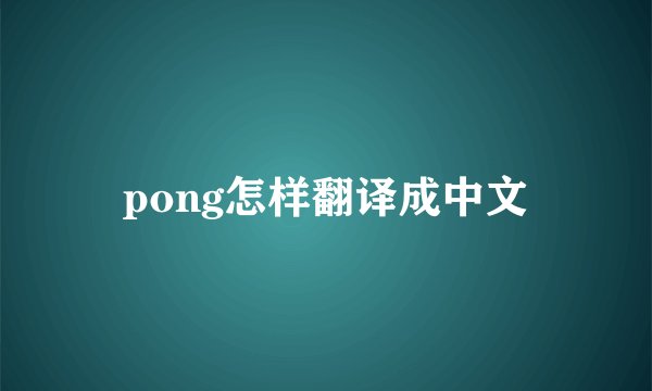 pong怎样翻译成中文