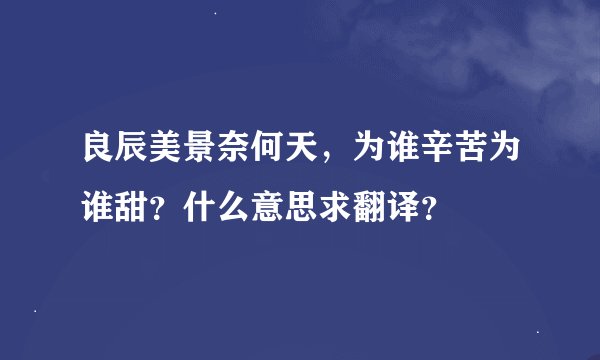 良辰美景奈何天，为谁辛苦为谁甜？什么意思求翻译？