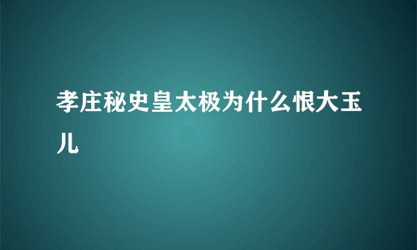 孝庄秘史皇太极为什么恨大玉儿