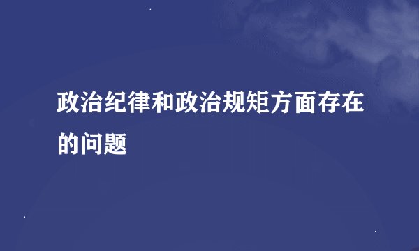 政治纪律和政治规矩方面存在的问题