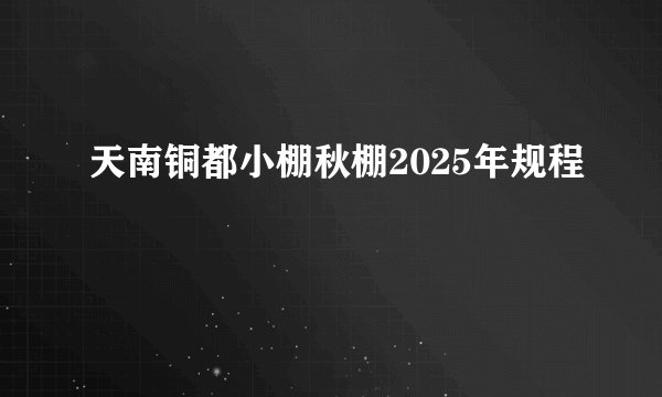 天南铜都小棚秋棚2025年规程