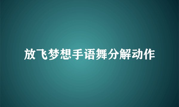 放飞梦想手语舞分解动作