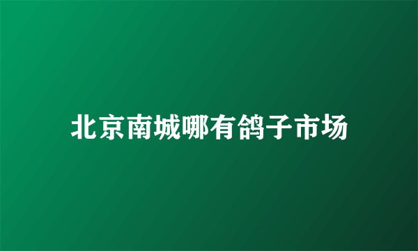 北京南城哪有鸽子市场