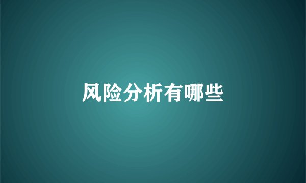 风险分析有哪些