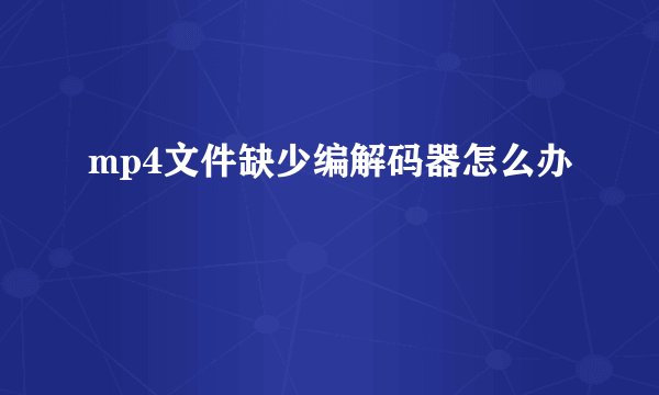 mp4文件缺少编解码器怎么办