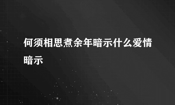 何须相思煮余年暗示什么爱情暗示