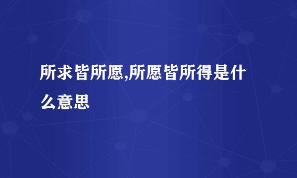所求皆所愿,所愿皆所得是什么意思