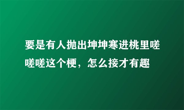 要是有人抛出坤坤寒进桃里嗟嗟嗟这个梗,怎么接才有趣