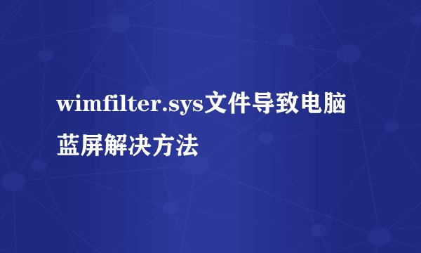 wimfilter.sys文件导致电脑蓝屏解决方法