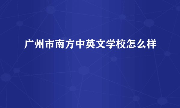广州市南方中英文学校怎么样