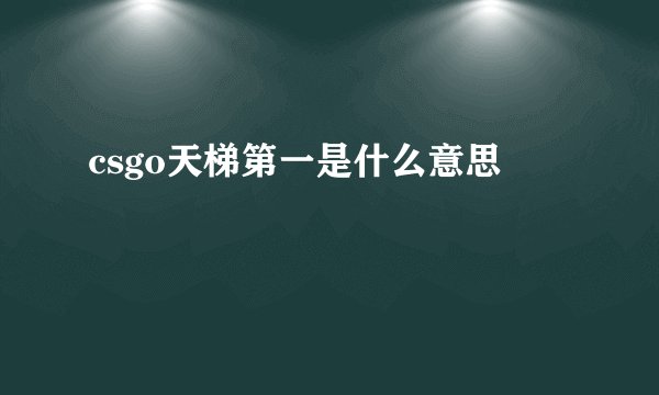 csgo天梯第一是什么意思