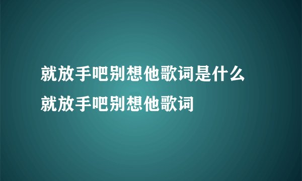 就放手吧别想他歌词是什么 就放手吧别想他歌词
