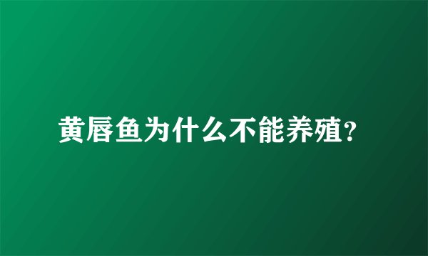 黄唇鱼为什么不能养殖？