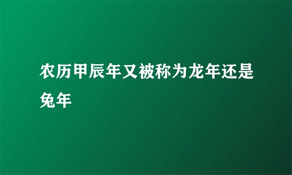 农历甲辰年又被称为龙年还是兔年