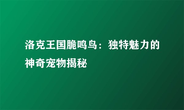 洛克王国脆鸣鸟：独特魅力的神奇宠物揭秘
