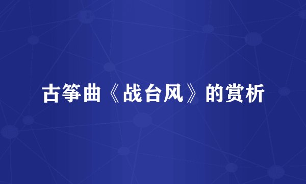 古筝曲《战台风》的赏析